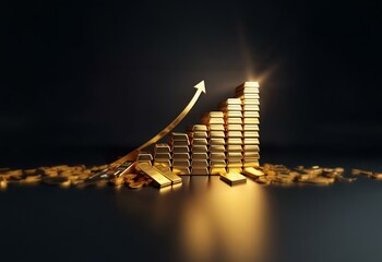 Poster - A golden arrow ascends above stacked gold bars, symbolizing wealth and growth.