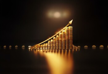 Poster - A gold arrow rises above a stack of gold bars, representing growth and success.