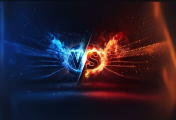Aufkleber - A dark blue and red background with a glowing VS logo.  The letters are set in circles, surrounded by blue and red flames.
