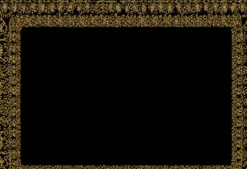 Poster - A golden frame with a blurred, intricate pattern surrounds a black empty space.