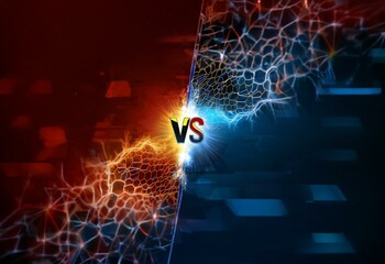 Aufkleber - A dark, abstract background with a red and blue energy split down the center, converging on a 