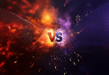 Aufkleber - Clashing flames and smoke with sparks create a dynamic versus design.