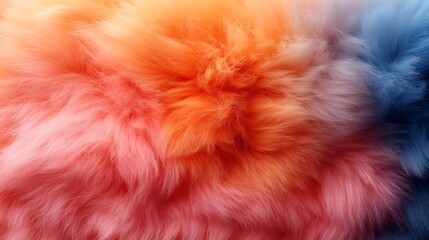 Fototapete - Closeup of vibrant faux fur texture intricate layers creating an abstract blend of colors and textures that appear lush and deeply tactile