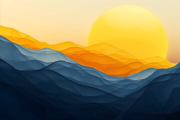 Wall Mural - Serene Sunset Over Layered Mountains in Soft Hues