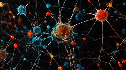 Poster - Intricate network visualization showing connections between nodes in an AI model, highlighting complexity
