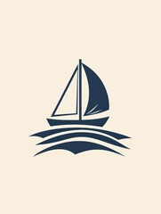 Leinwandbilder - A sleek sailboat gracefully moves over calm, minimalistic waves, embodying serenity and the essence of peaceful sailing adventures. Generative AI