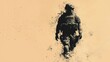© Hammam - A soldier in full battle gear walking through a sandy desert, with a grunge effect.