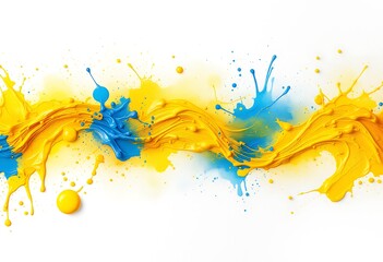 Wall Mural - drops of colored gouache on a white surface