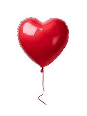 Wall Mural - Red Heart Shaped Helium Balloon with a String, Valentine's Day, Valentines, Cut-out Isolated White Background