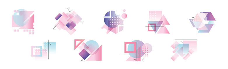 Aufkleber - Gradient Geometry Shape and Forms for Abstract Poster Design Vector Set