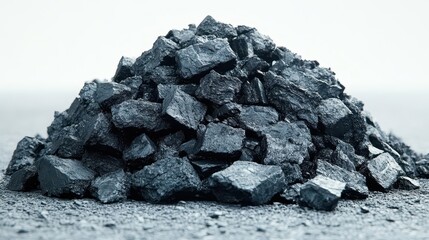 isolated pile of coal resting against a clean white background showcasing the raw texture and natural composition of this fossil fuel emphasizing industrial strength and resourcefulness