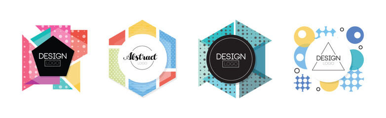 Aufkleber - Geometry Abstract Label and Logo Design with Colorful Shape Vector Set