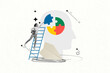 © deagreez - Creative photo collage young woman reach top ladder success accomplish complete puzzle target drawing background face head silhouette