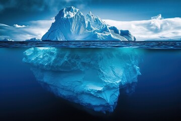 Canvas Print - Iceberg With Above And Underwater iceberg underwater outdoors.