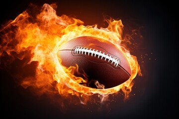 Poster - American football ball sports flame fire.