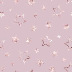 Poster - Star seamless pattern. Repeating gradient stars background. Abstract seamles starry backdrop for prints design. Repeated geometric print. Glitter patern. Pink lattice textur. Vector illustration