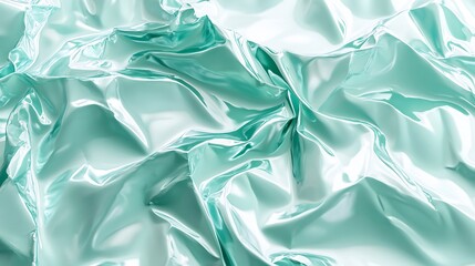 Poster - Glossy plastic film wrap texture translucent white with a mint green tint creating a refreshing vibe with light creases and reflections across the surface