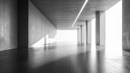 Wall Mural - white background, studio kitchen wall surface with light shadow on podium,empty room cement texture 