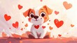 © Bijac - charming illustration of a lovable dog adorned with hearts for valentine's day, radiating joy and affection, ideal for celebrating love and companionship