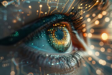 Poster - Futuristic Eye with Digital Circuitry and Light Effects