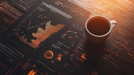 Poster - Data Analytics Report with Coffee on Wooden Table