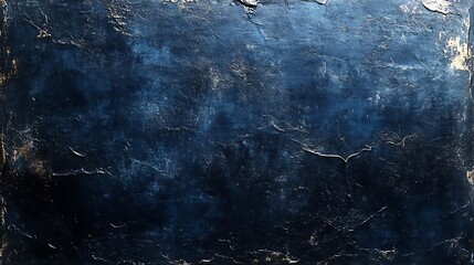 Poster - Metal surface dusty scratched film texture in a deep navy blue capturing a moody and vintage essence perfect for a dark and textured background