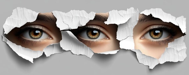 Poster - Set of ripped white paper sheets isolated on transparent background. Modern illustration of torn pages with uneven texture edges. Damaged letter, document mockup, newspaper cutouts.