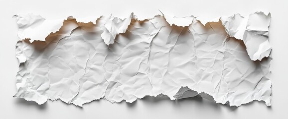 Poster - This is a modern illustration of ripped and folded strips of paper, notepad pages, and cardboard with a frame for text. The broken scraps with curled fragments are realistic.