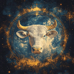 taurus zodiac sign, abstract night sky background