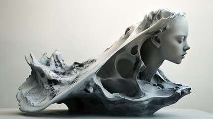 Leinwandbilder - Exploring the fusion of human form and nature in abstract sculpture a journey through organic textures and emotive expressions
