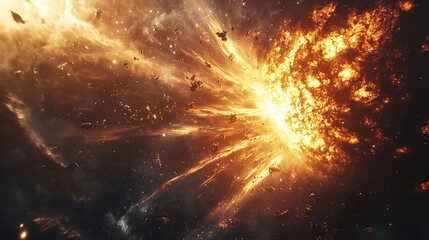 Aufkleber - Spectacular cosmic explosion a fiery display of particles and energy illuminating the depths of space