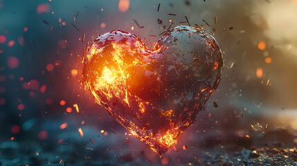 Aufkleber - Exploring the fiery depths of emotion a glimpse into the burning heart concept and its impact on human experience