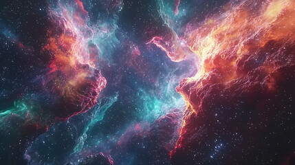 Fototapete - Vibrant cosmic nebula a stunning display of colorful abstract art against a dark galactic canvas