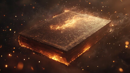 Poster - Enchanted tome a glowing ancient book surrounded by mystical particles and ethereal light in a magical realm