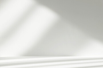 Fototapete - Abstract white studio background with shadows of window. Empty 3d room. Display product with blurred backdrop.
