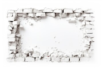 Canvas Print - Brick wall white backgrounds hole.