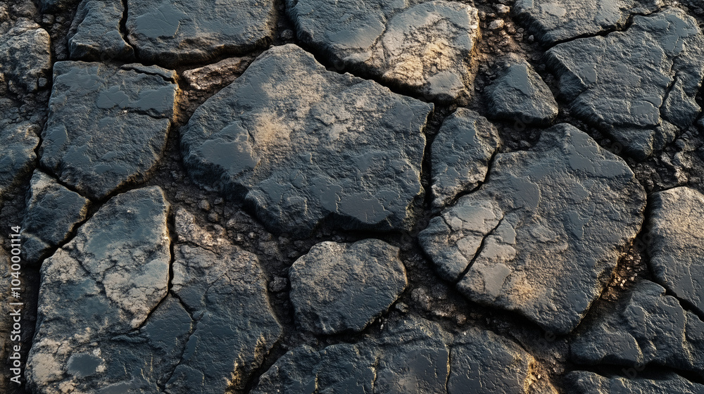 Drought-stricken cracked earth displaying dry soil texture in an arid ...