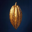 © Александр Марченко - Golden cacao pod floating on blue background