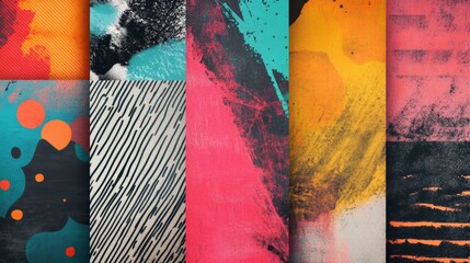 Fototapete - A collection of graphic design elements, including textures, patterns and vibrant backgrounds to enhance your creative work.