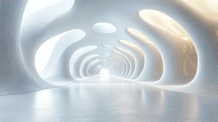 Poster - 3D render illustration of white stripes on a futuristic background.
