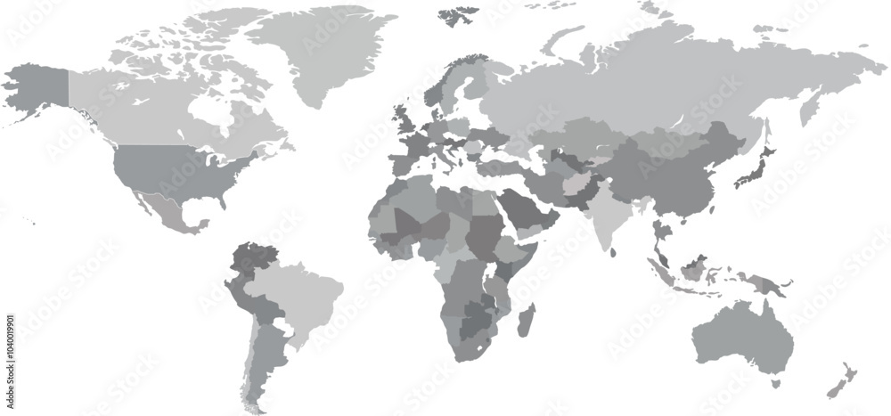 grey scale vector world map Stock Vector | Adobe Stock