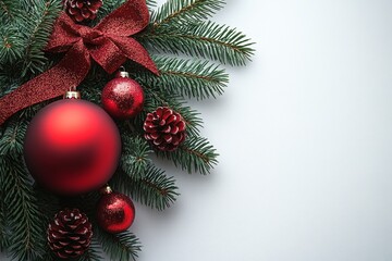 red weihnachtsbaum kugel with snowflake decorations on a white background