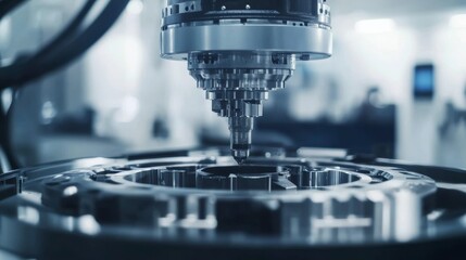 Aufkleber - A robot calibrating high-precision sensors in a futuristic aerospace testing lab with clean, organized calibration stations and advanced sensor technology, Aerospace sensor calibration tech style
