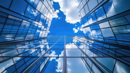 Poster - Modern Glass Buildings Under Clear Blue Sky