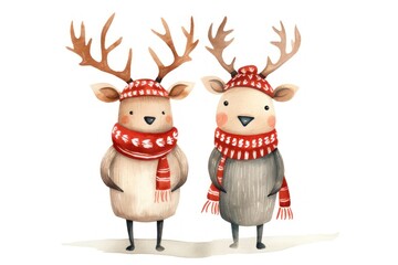 Sticker - Reindeer couple figurine mammal animal.