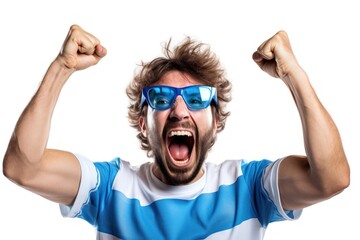 Wall Mural - Shouting cheering person adult.