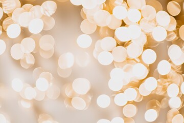 Poster - abstract bokeh lights on soft background, glowing golden orbs.