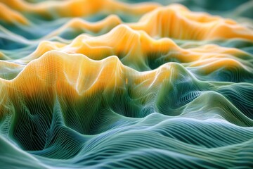 Fototapete - Abstract representation of colorful waves, blending soothing colors and intricate patterns, perfect for modern designs.