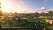 © SONGPOLMIT - An expansive open zoo with animals freely roaming across green fields under a bright sky.
