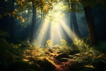 Wall Mural - Nature light landscape sunlight.